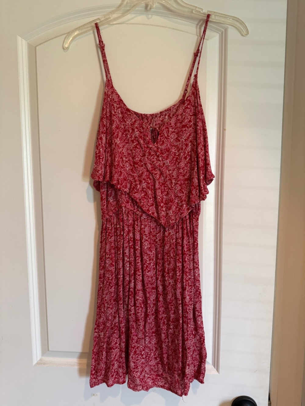 American Eagle Outfitters Red Paisley Spaghetti Strap Dress